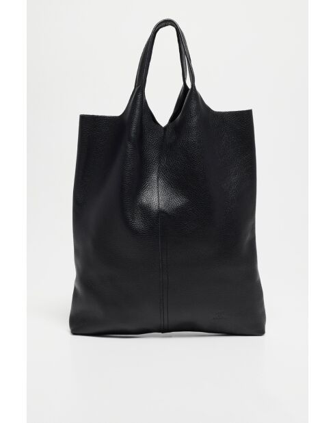 Sac cabas en Cuir Debie noir - 38x41x2 cm