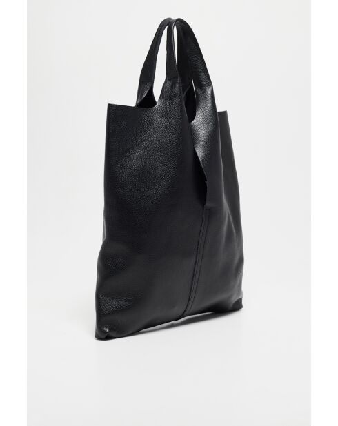 Sac cabas en Cuir Debie noir - 38x41x2 cm