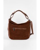 Kai Camel fluwelen leren schoudertas - 30x25x10 cm