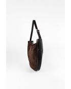 Sac porte épaule en Velours de Cuir Moss Moka - 39x33x6 cm