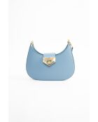 Nella blauwe leren schoudertas - 26x16x5 cm