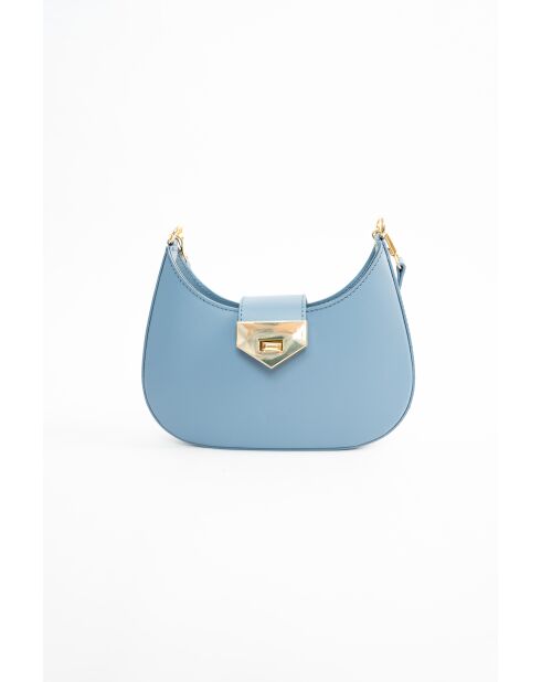 Nella blauwe leren schoudertas - 26x16x5 cm