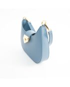 Nella blauwe leren schoudertas - 26x16x5 cm