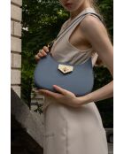 Nella blauwe leren schoudertas - 26x16x5 cm