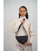 Bandolera Raily de piel negra - 23x7x8 cm