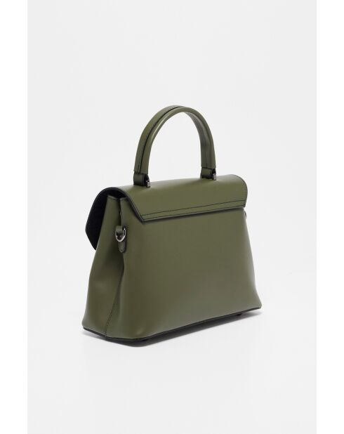 Bolso Laurie Military de cuero verde - 27,5 x 20 cm