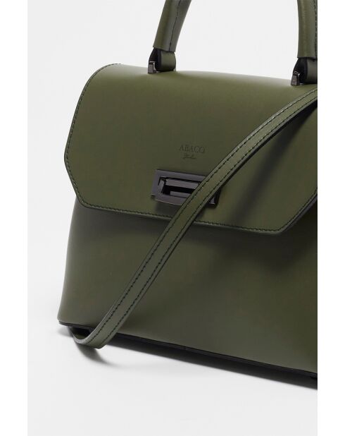 Bolso Laurie Military de cuero verde - 27,5 x 20 cm