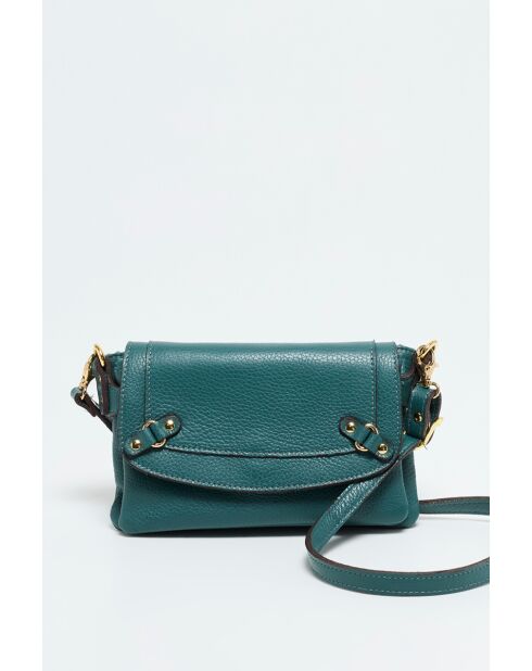 Bandolera Joe de piel verde - 21x15x7 cm