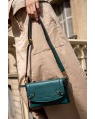 Bandolera Joe de piel verde - 21x15x7 cm