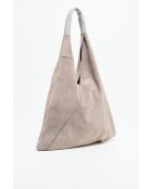 Sac Cabas en Velours de Cuir Deni Gris - 40x47 cm