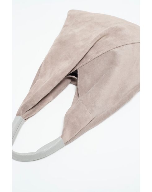 Sac Cabas en Velours de Cuir Deni Gris - 40x47 cm