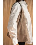 Sac Cabas en Velours de Cuir Deni Gris - 40x47 cm