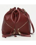 Sac bandoulière en Cuir beth bordeaux - 24x25x13 cm