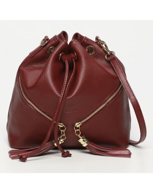Sac bandoulière en Cuir beth bordeaux - 24x25x13 cm