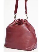 Sac bandoulière en Cuir beth bordeaux - 24x25x13 cm