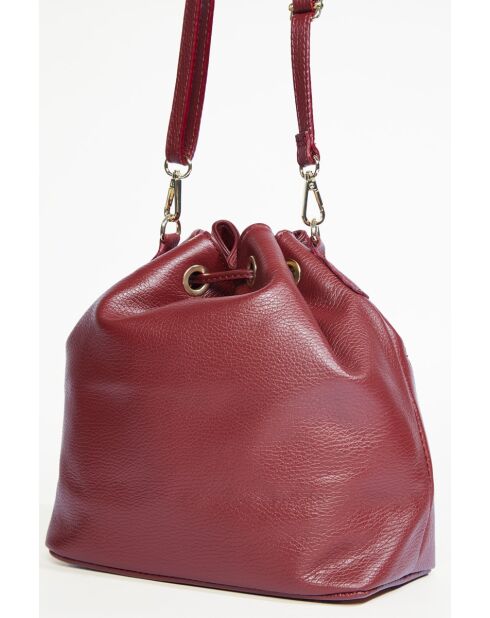 Sac bandoulière en Cuir beth bordeaux - 24x25x13 cm