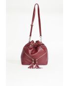 Sac bandoulière en Cuir beth bordeaux - 24x25x13 cm