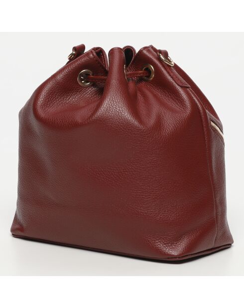 Sac bandoulière en Cuir beth bordeaux - 24x25x13 cm