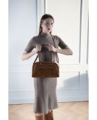 Drew Camel Velvet leren schoudertas - 28x19x9 cm