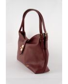 Sac porté épaule en Cuir ellad bordeaux - 25x29x9 cm