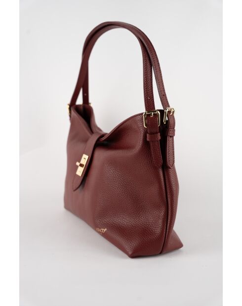 Sac porté épaule en Cuir ellad bordeaux - 25x29x9 cm