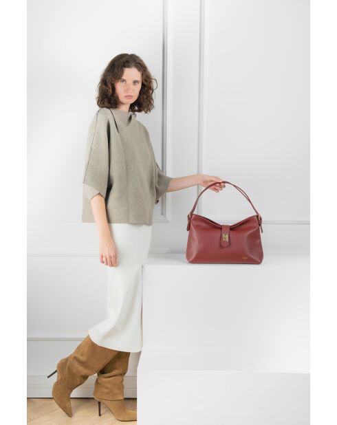 Sac porté épaule en Cuir ellad bordeaux - 25x29x9 cm