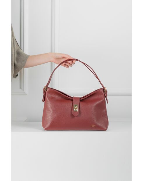 Sac porté épaule en Cuir ellad bordeaux - 25x29x9 cm