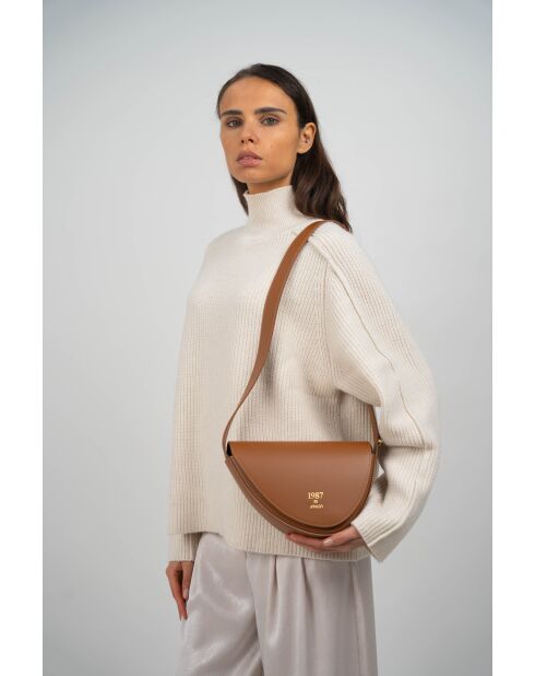 Sac bandoulière en Cuir raily camel - 23x7x8 cm