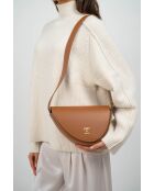 Sac bandoulière en Cuir raily camel - 23x7x8 cm