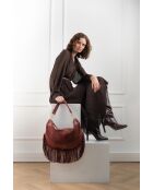 Kael Schultertasche aus Samt mit bordeauxroten Fransen - 28x44x2 cm