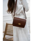 Braune Schultertasche Gaya aus Leder - 22,5 x 16,5 x 6,5 cm