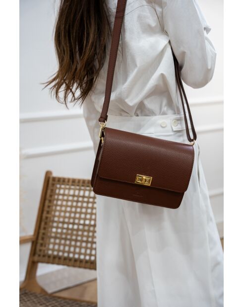 Braune Schultertasche Gaya aus Leder - 22,5 x 16,5 x 6,5 cm