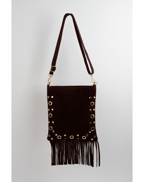 Kyro Bordeaux fluwelen leren schoudertas - 24x21x4 cm