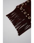 Kyro Bordeaux fluwelen leren schoudertas - 24x21x4 cm