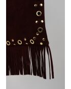 Kyro Bordeaux fluwelen leren schoudertas - 24x21x4 cm