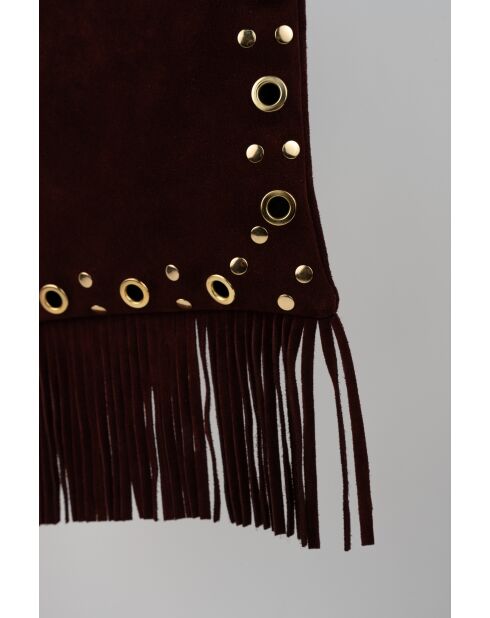 Kyro Bordeaux fluwelen leren schoudertas - 24x21x4 cm