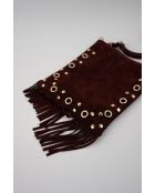 Kyro Bordeaux fluwelen leren schoudertas - 24x21x4 cm