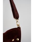 Kyro Bordeaux fluwelen leren schoudertas - 24x21x4 cm