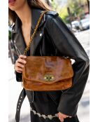 Hero camel leren schoudertas - 26x14x7,5 cm