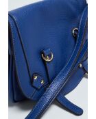 Blauwe mini familieleren schoudertas - 25x22x7 cm