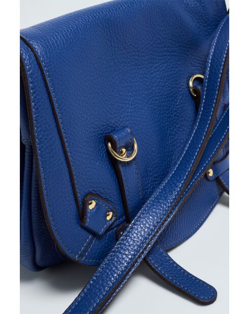 Blauwe mini familieleren schoudertas - 25x22x7 cm