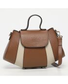 Lederhandtasche Lara Camel/Beige - 20x28x8 cm