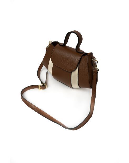 Lederhandtasche Lara Camel/Beige - 20x28x8 cm