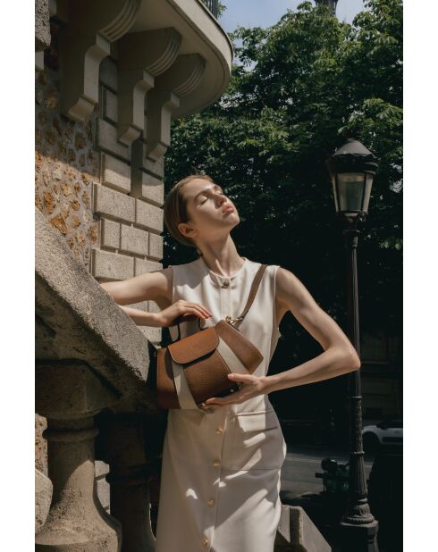 Lederhandtasche Lara Camel/Beige - 20x28x8 cm