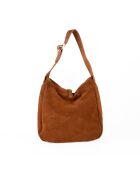 Lexi Schultertasche aus Samt in Kamelbraun - 28x28x11 cm