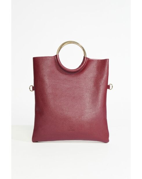 Sac bandoulière en Cuir Jany bordeaux - 29x31,5x2 cm