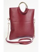 Sac bandoulière en Cuir Jany bordeaux - 29x31,5x2 cm