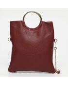 Sac bandoulière en Cuir Jany bordeaux - 29x31,5x2 cm