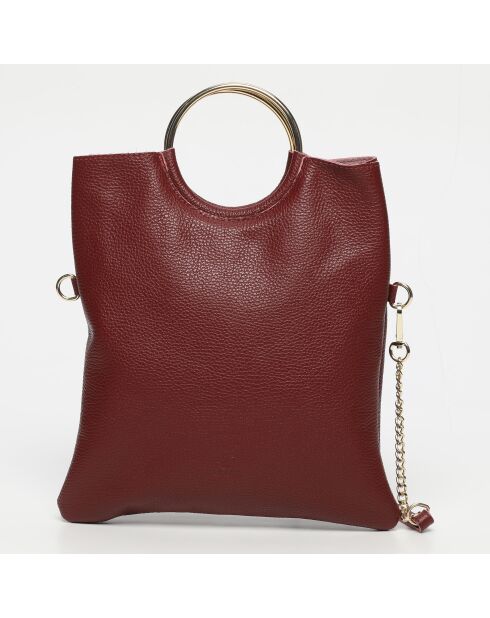 Sac bandoulière en Cuir Jany bordeaux - 29x31,5x2 cm