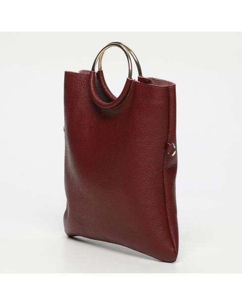 Sac bandoulière en Cuir Jany bordeaux - 29x31,5x2 cm